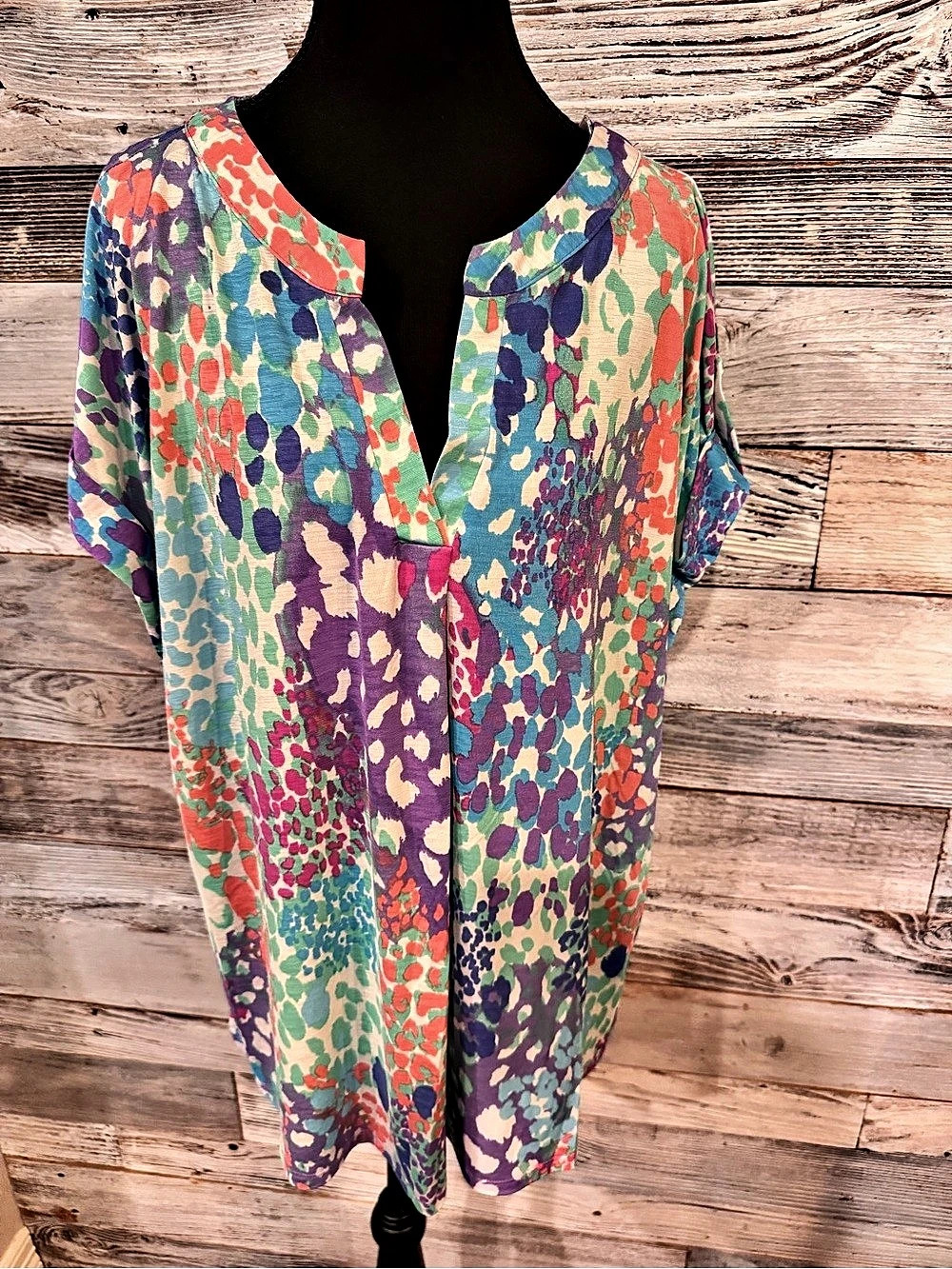 Dear Scarlett Abstract Print V-Neck Tunic XL